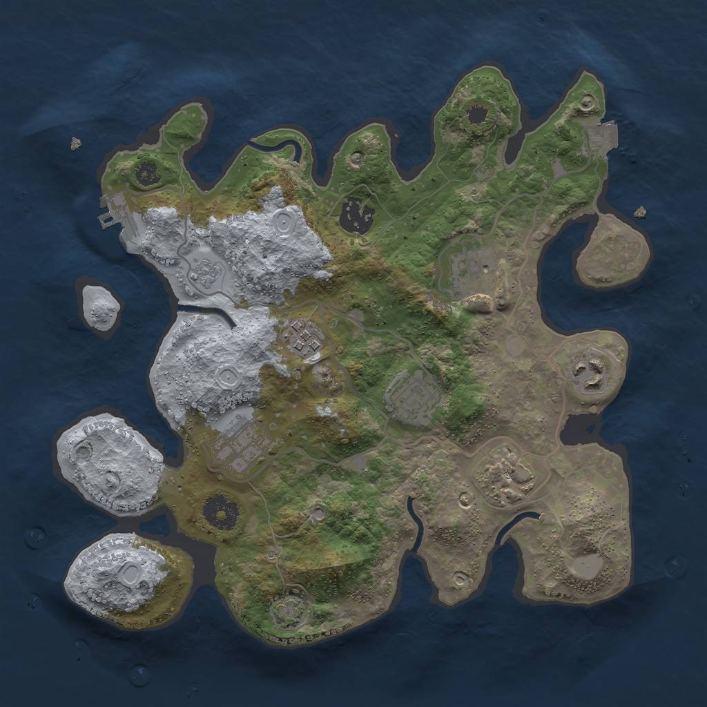 Rust Map: Procedural Map, Size: 3000, Seed: 12345, 13 Monuments