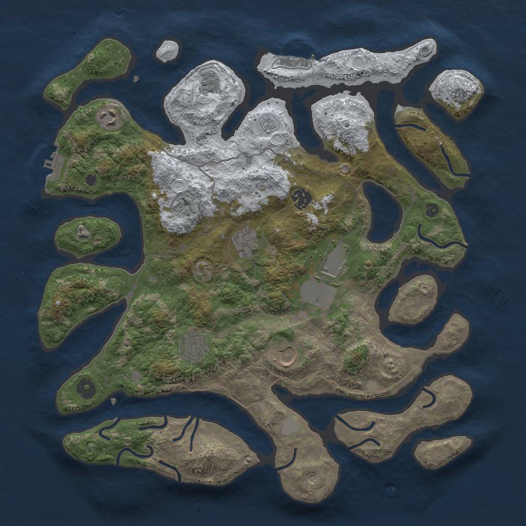 Rust Map: Procedural Map, Size: 4000, Seed: 1910, 16 Monuments