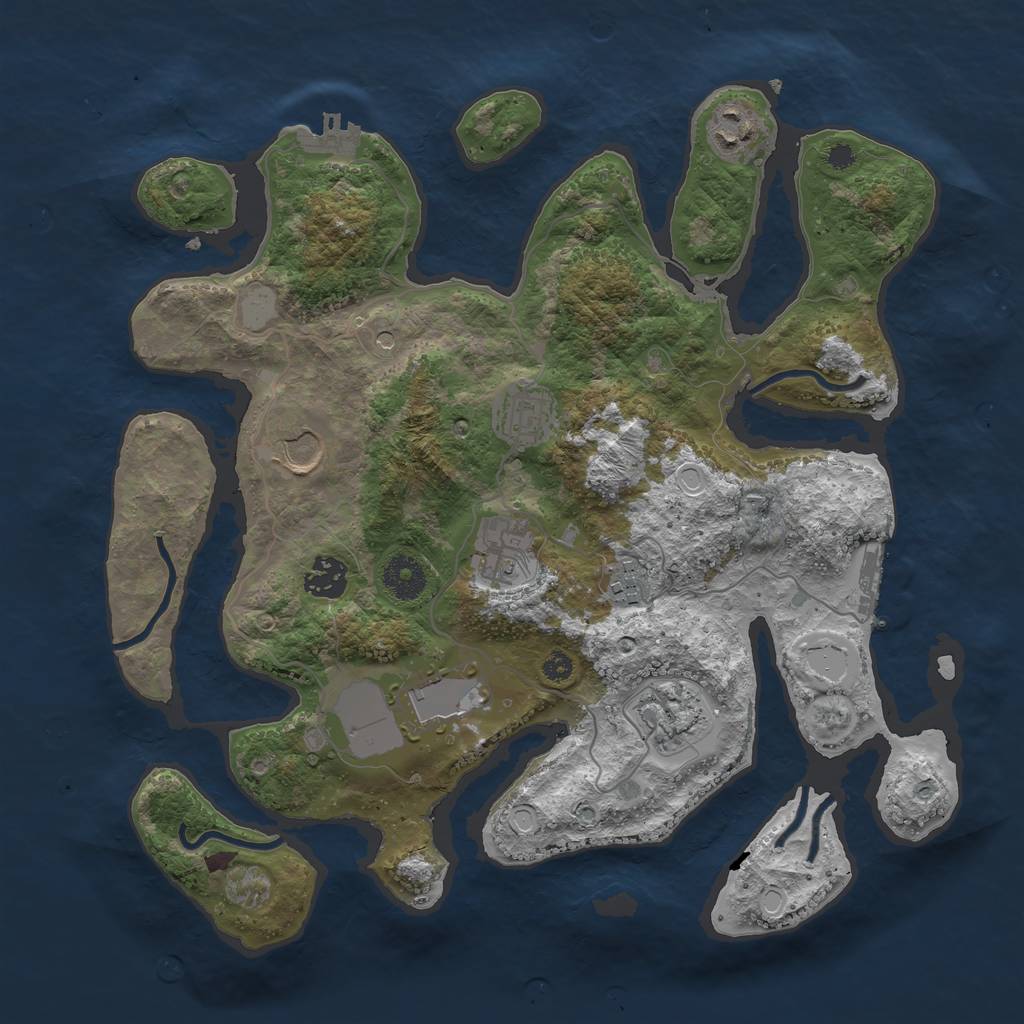 Rust Map: Procedural Map, Size: 3550, Seed: 987088, 16 Monuments