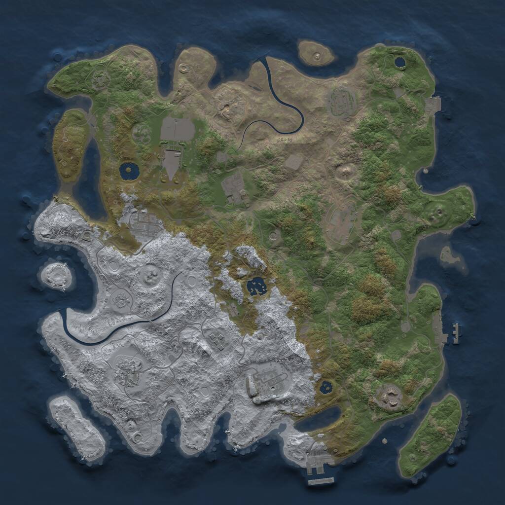 Rust Map: Procedural Map, Size: 3950, Seed: 1069441344, 16 Monuments