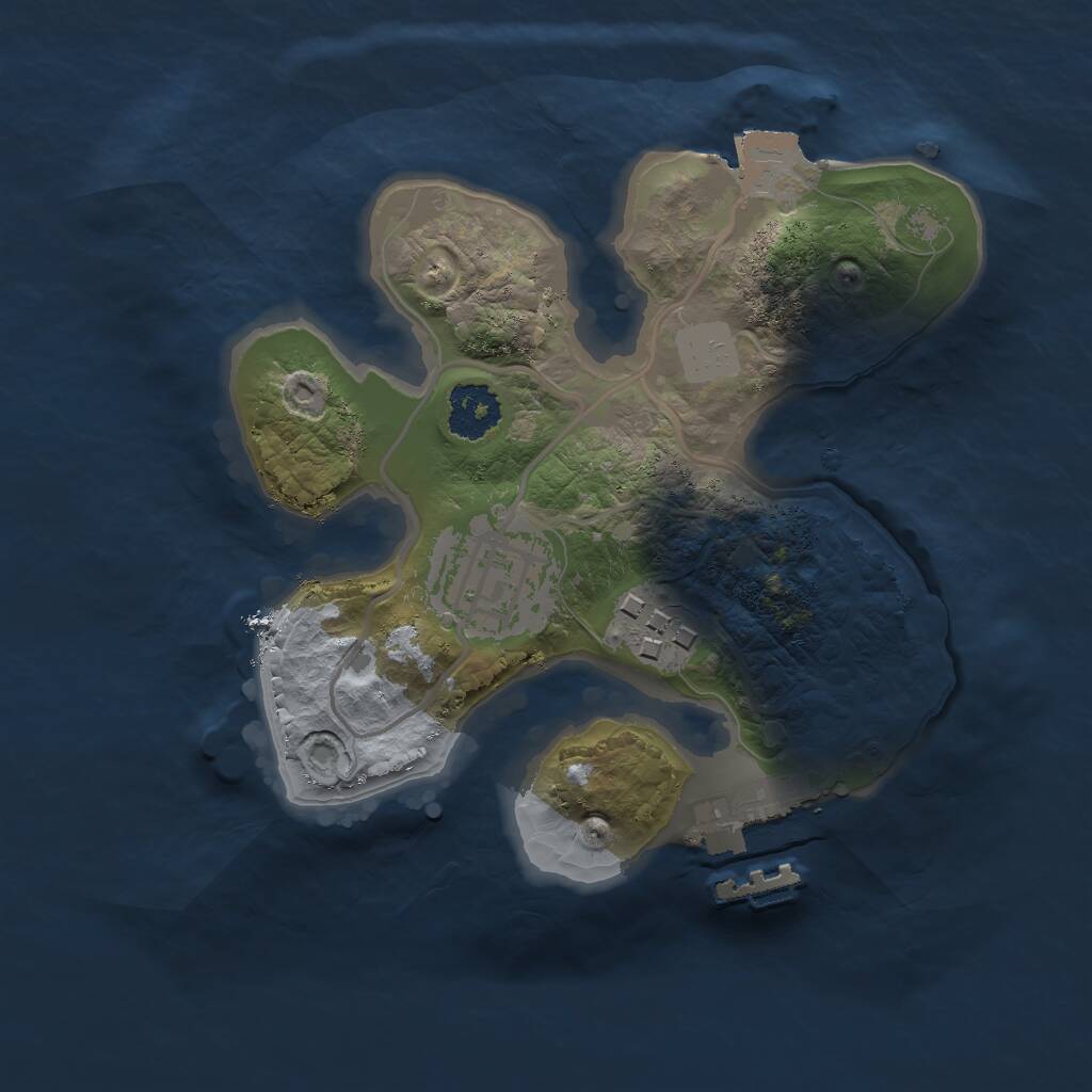 Rust Map: Procedural Map, Size: 2000, Seed: 21244, 4 Monuments