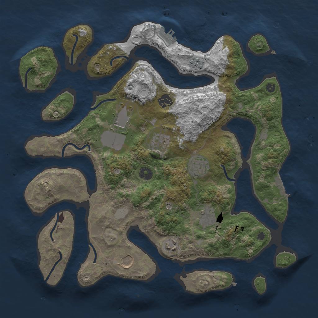 Rust Map: Procedural Map, Size: 3550, Seed: 604216, 16 Monuments