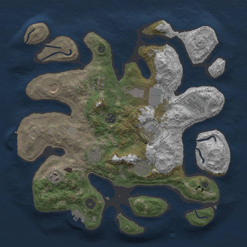 Rust Map: Procedural Map, Size: 3550, Seed: 425276, 16 Monuments