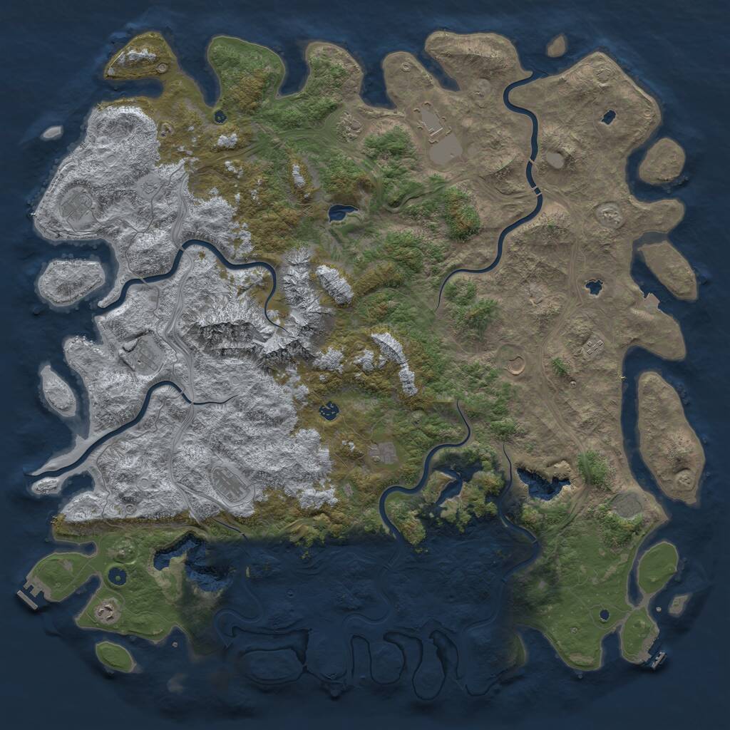 Rust Map: Procedural Map, Size: 6000, Seed: 836429099, 17 Monuments