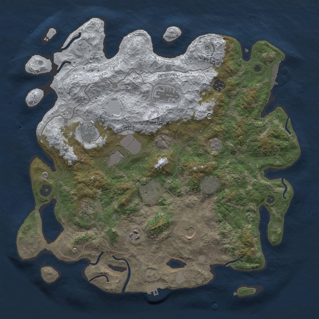 Rust Map: Procedural Map, Size: 4000, Seed: 730971, 19 Monuments