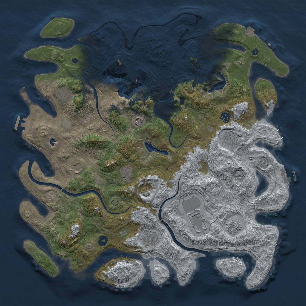 Rust Map: Procedural Map, Size: 4500, Seed: 116728904, 16 Monuments