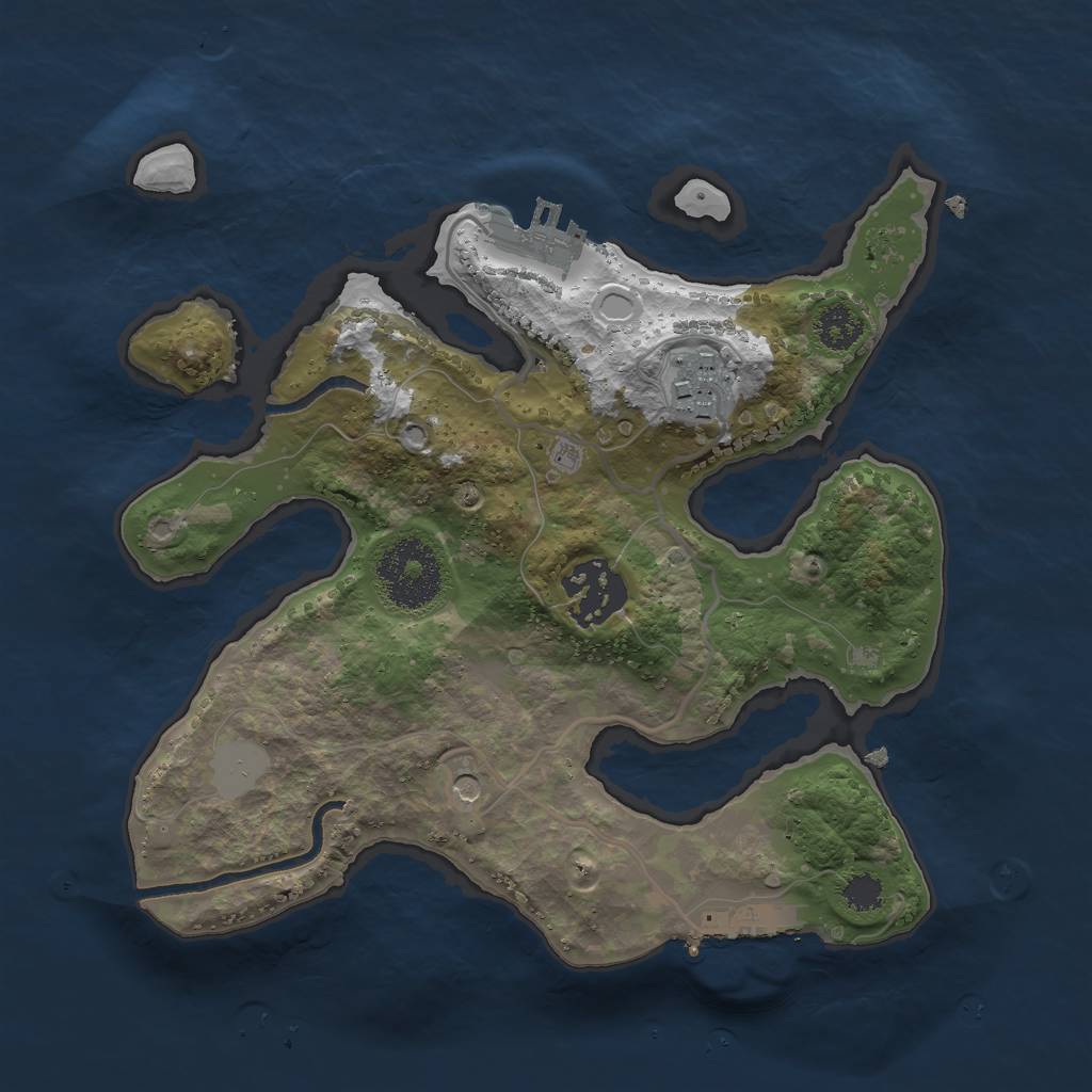 Rust Map: Procedural Map, Size: 2500, Seed: 41, 10 Monuments