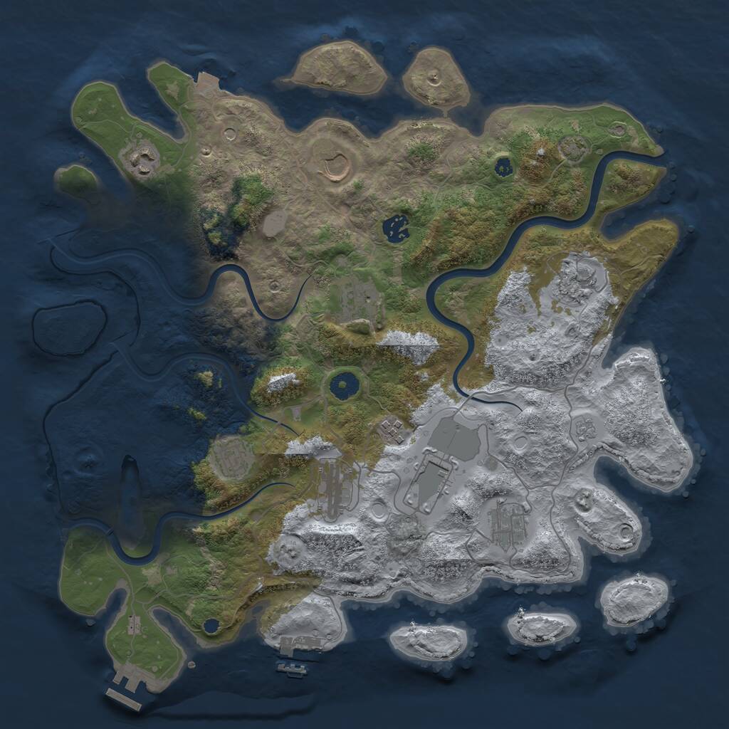 Rust Map: Procedural Map, Size: 3950, Seed: 1873647736, 16 Monuments