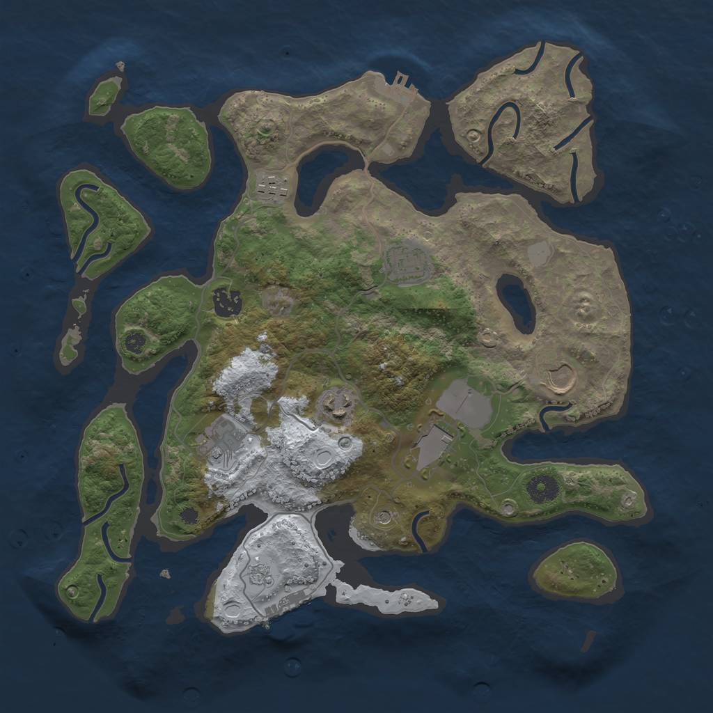 Rust Map: Procedural Map, Size: 3550, Seed: 637483, 16 Monuments