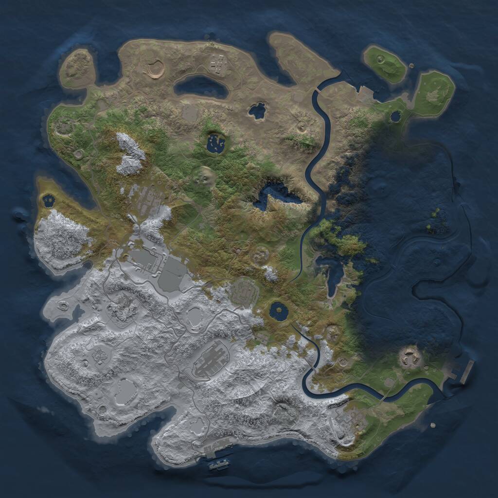 Rust Map: Procedural Map, Size: 4000, Seed: 974020, 16 Monuments