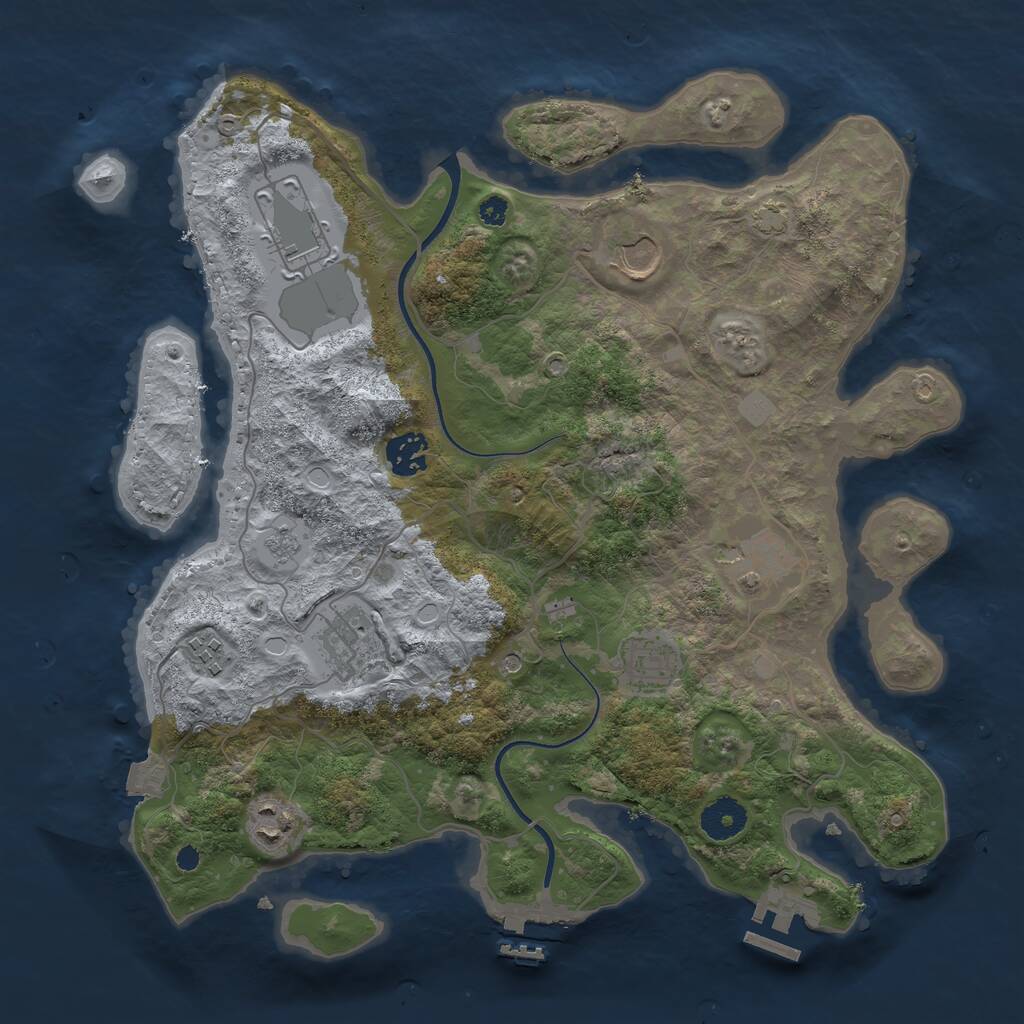 Rust Map: Procedural Map, Size: 3550, Seed: 268102, 14 Monuments
