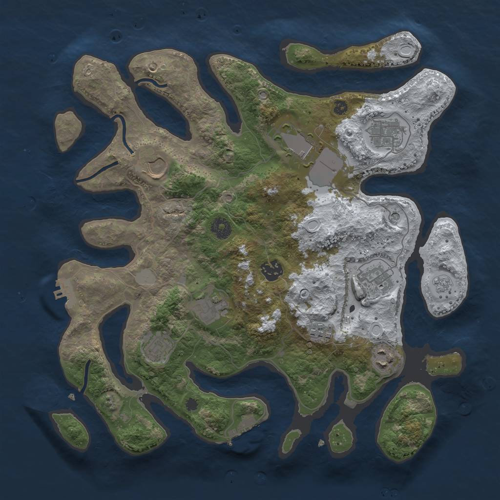 Rust Map: Procedural Map, Size: 3550, Seed: 615940, 18 Monuments