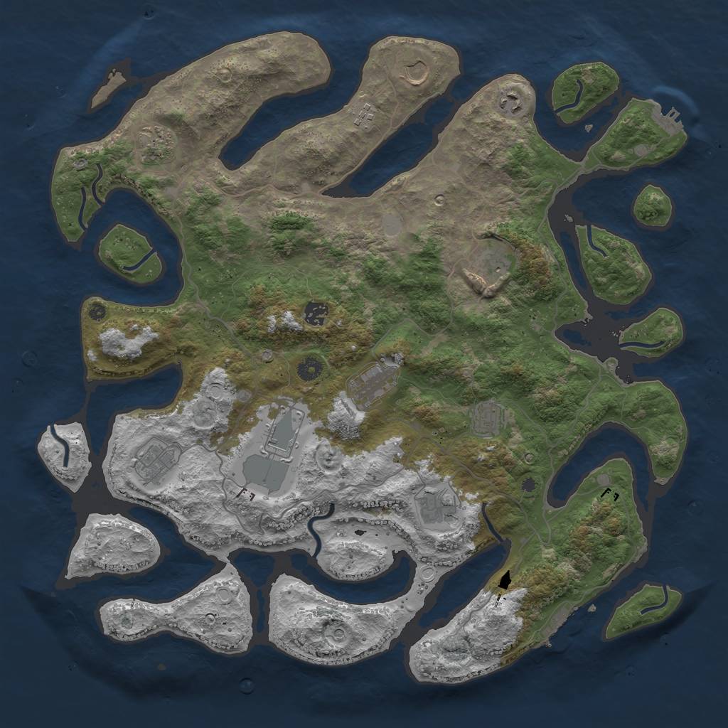 Rust Map: Procedural Map, Size: 4500, Seed: 45678934, 19 Monuments