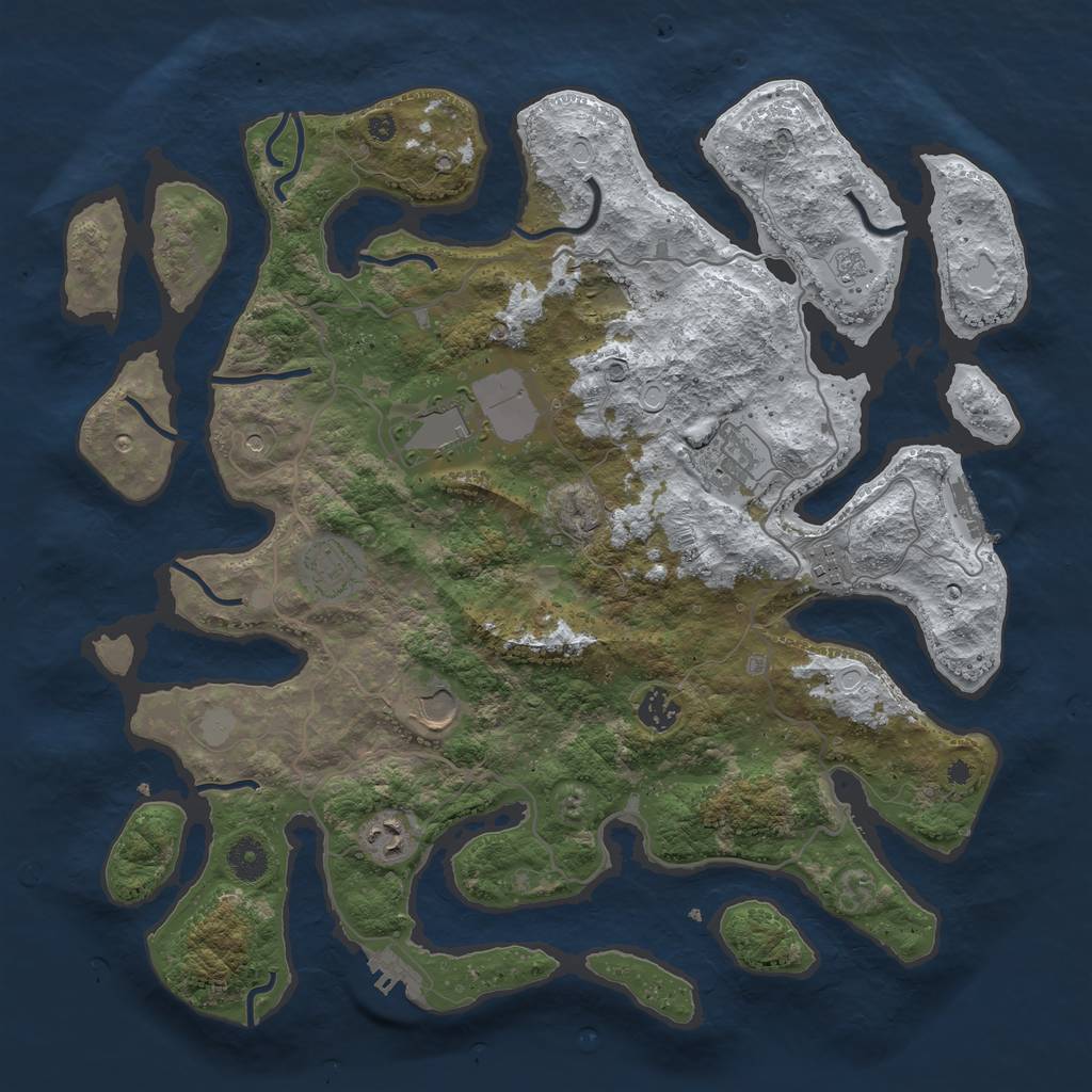 Rust Map: Procedural Map, Size: 4000, Seed: 379214, 16 Monuments