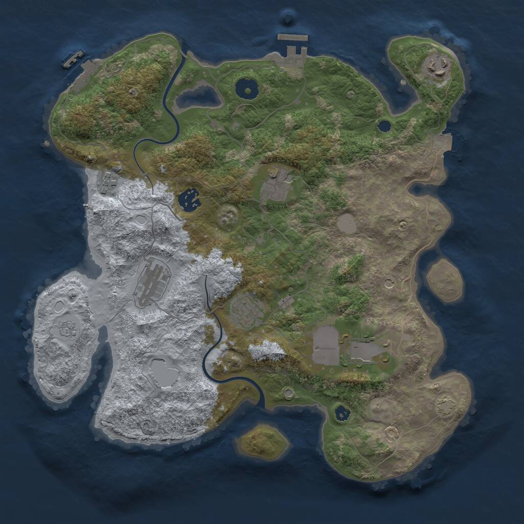 Rust Map: Procedural Map, Size: 3500, Seed: 1423539210, 13 Monuments