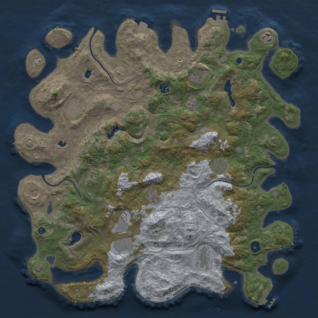 Rust Map: Procedural Map, Size: 4500, Seed: 1517918057, 17 Monuments