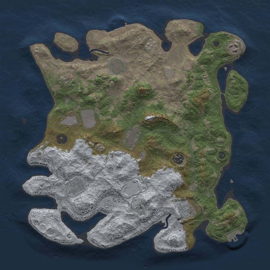 Rust Map: Procedural Map, Size: 3800, Seed: 21330, 16 Monuments