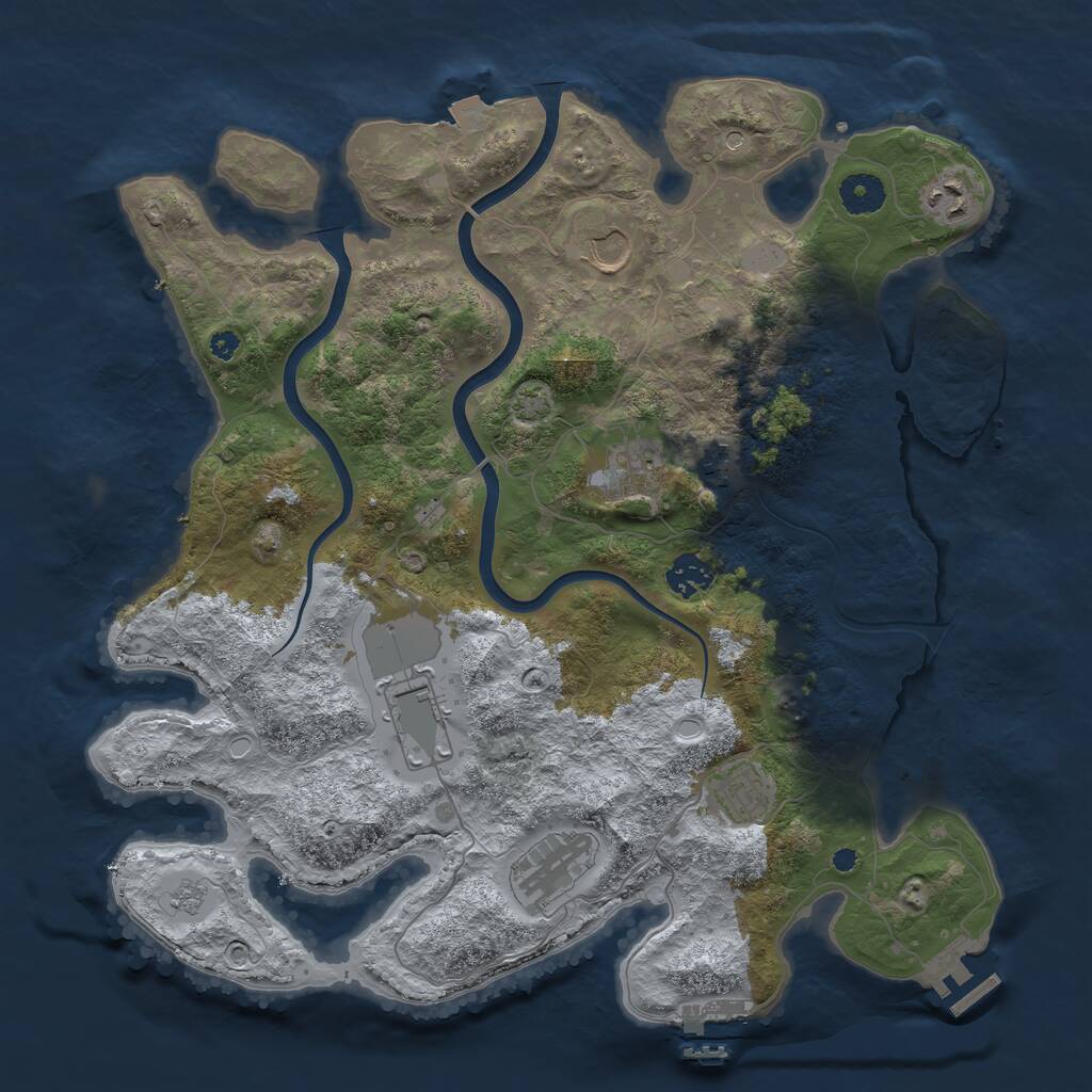 Rust Map: Procedural Map, Size: 3800, Seed: 21330, 14 Monuments