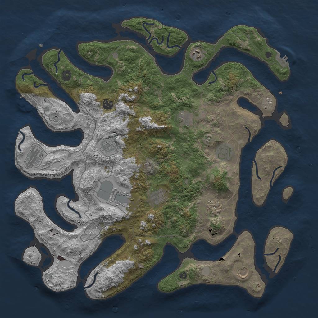 Rust Map: Procedural Map, Size: 4500, Seed: 637602058, 19 Monuments