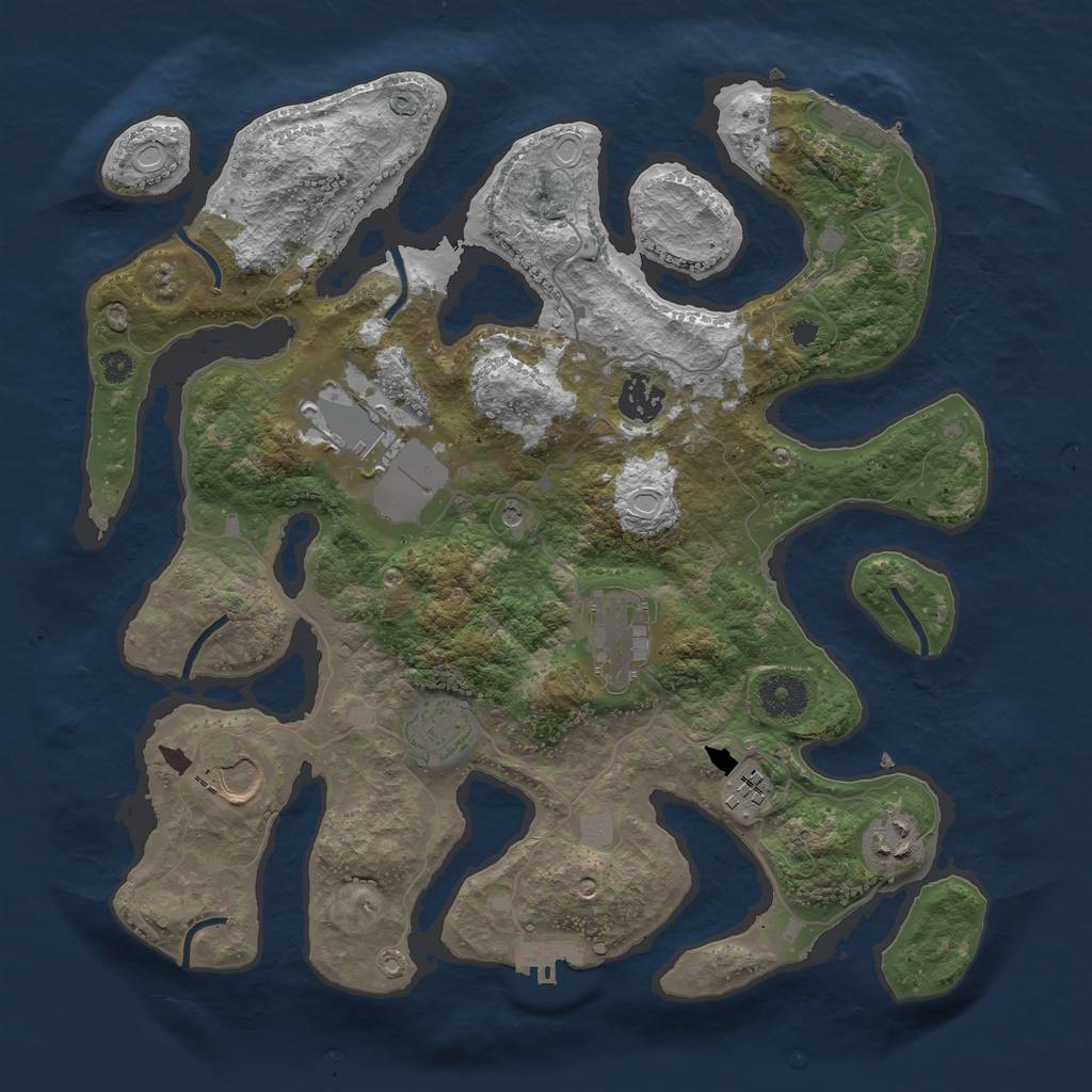Rust Map: Procedural Map, Size: 3550, Seed: 480541, 15 Monuments