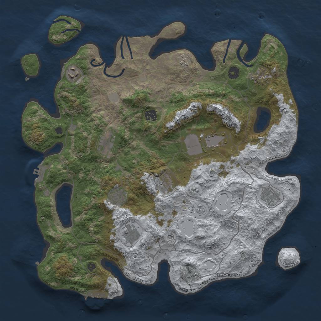 Rust Map: Procedural Map, Size: 4000, Seed: 54785, 19 Monuments