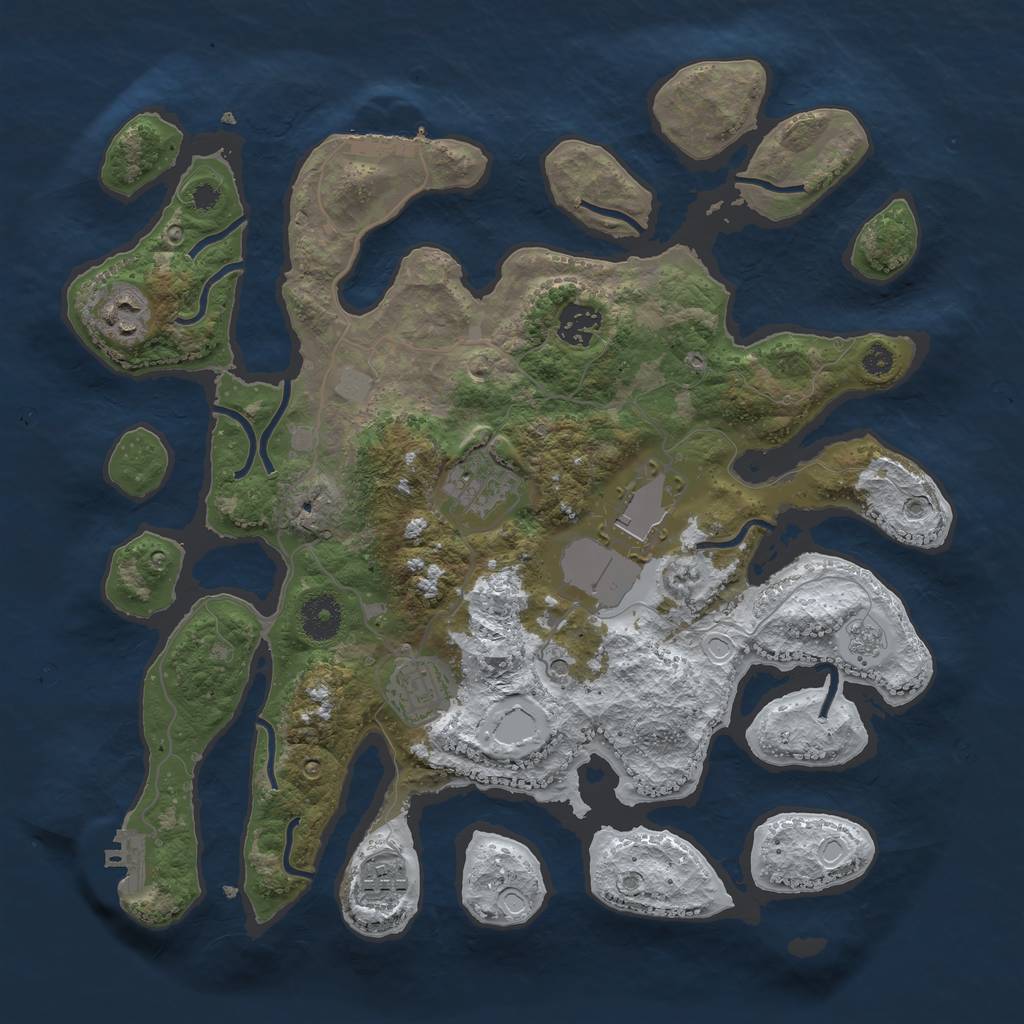 Rust Map: Procedural Map, Size: 3550, Seed: 585790, 15 Monuments
