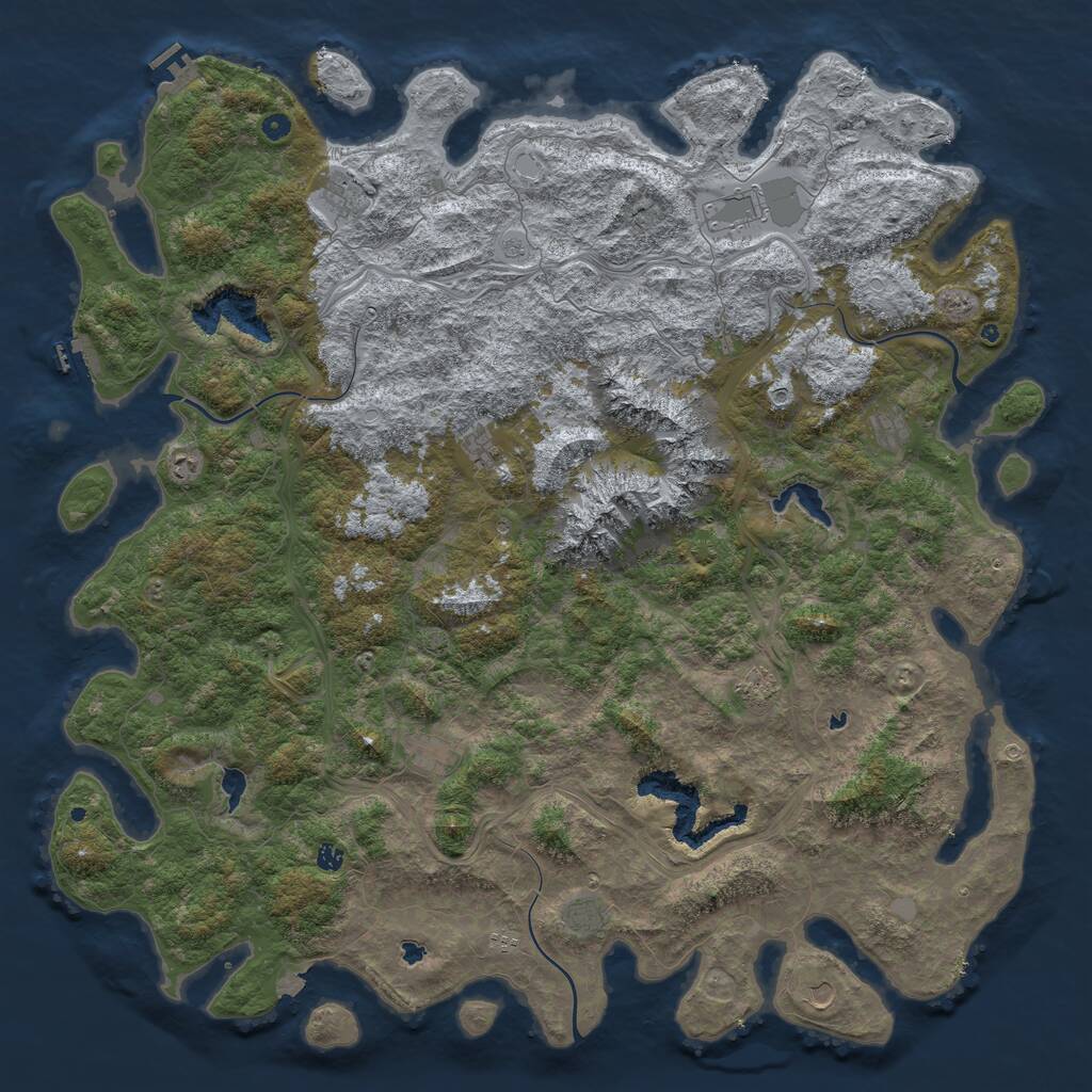 Rust Map: Procedural Map, Size: 6000, Seed: 352658, 17 Monuments