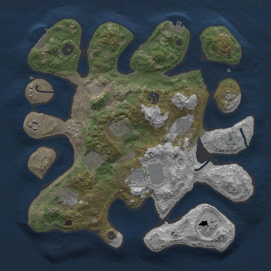 Rust Map: Procedural Map, Size: 3500, Seed: 655215402, 17 Monuments
