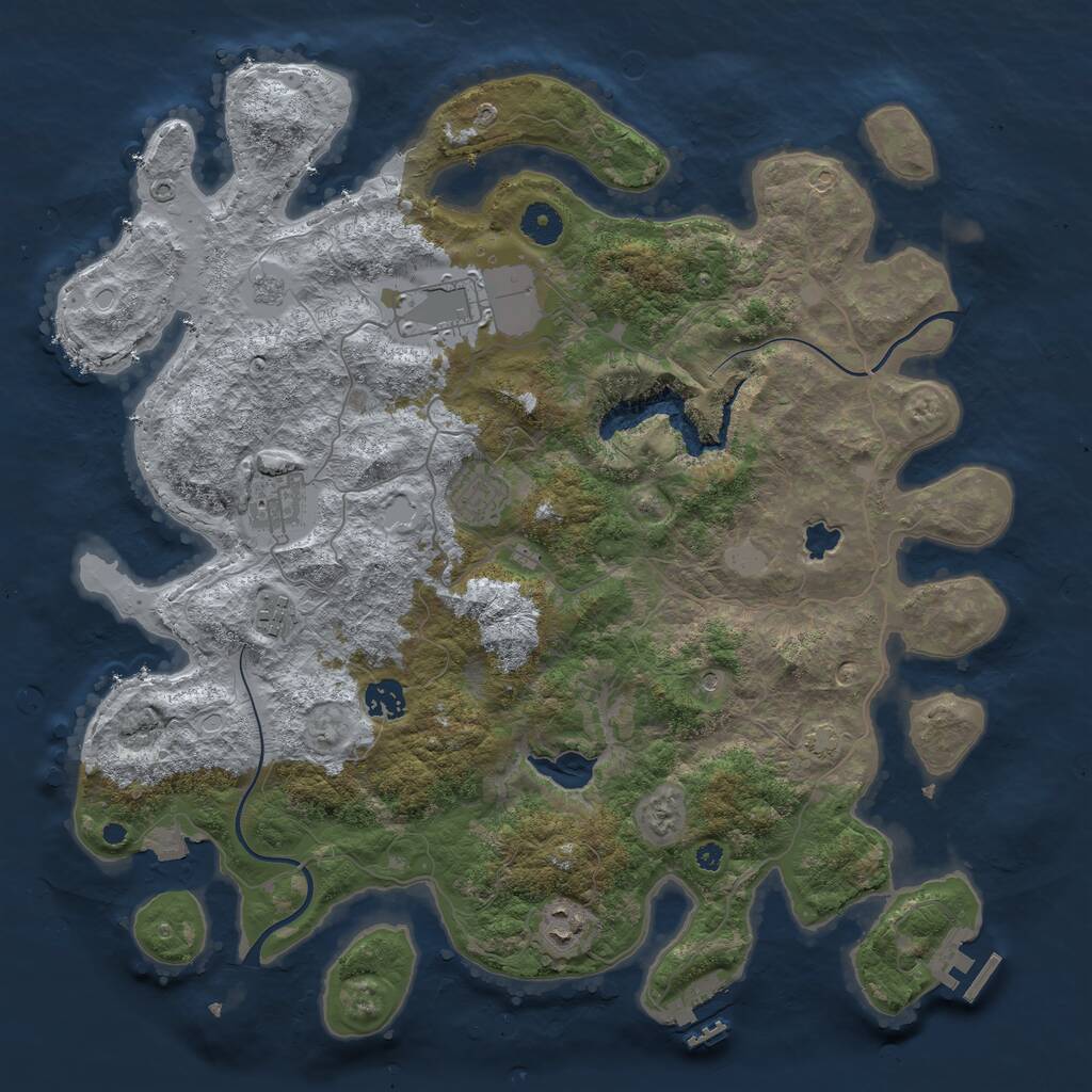 Rust Map: Procedural Map, Size: 4000, Seed: 7539, 12 Monuments