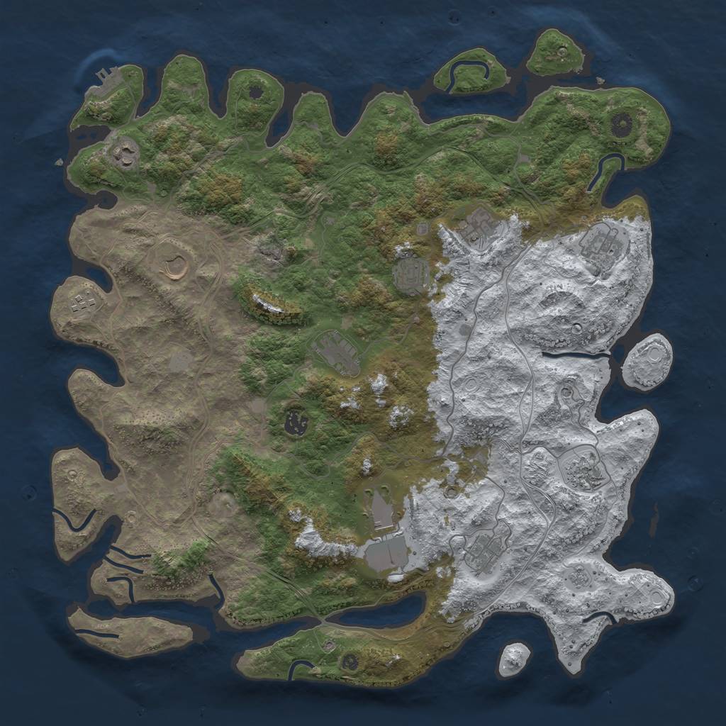 Rust Map: Procedural Map, Size: 4500, Seed: 74786466, 19 Monuments