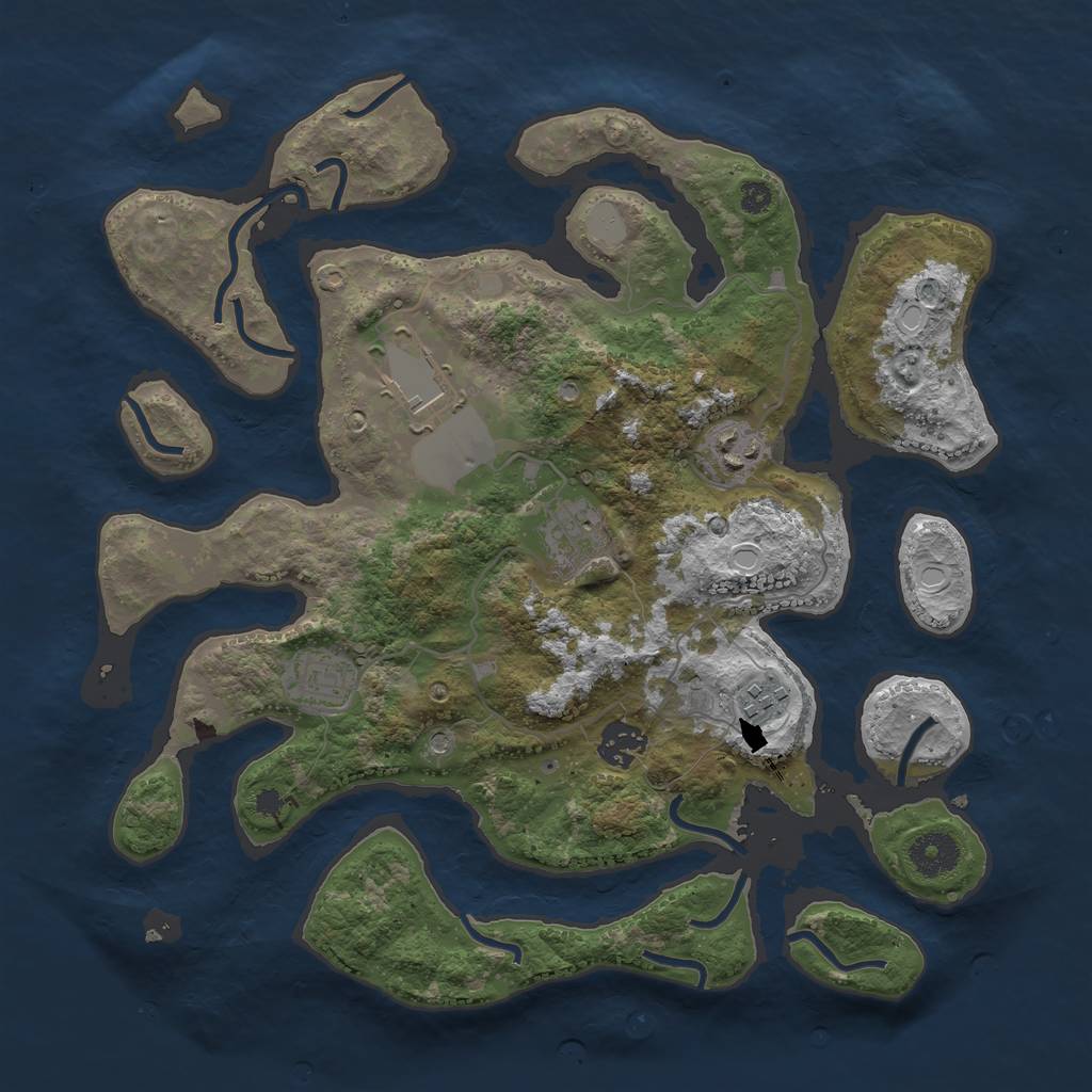Rust Map: Procedural Map, Size: 3500, Seed: 15505252, 12 Monuments