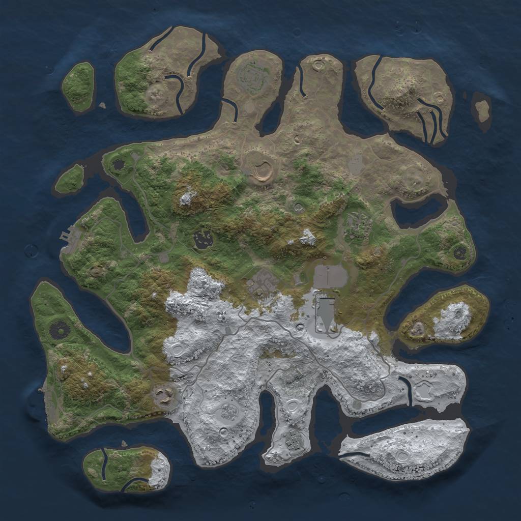 Rust Map: Procedural Map, Size: 4000, Seed: 73647, 17 Monuments