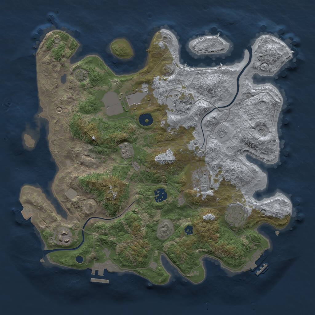 Rust Map: Procedural Map, Size: 3500, Seed: 7211056, 13 Monuments