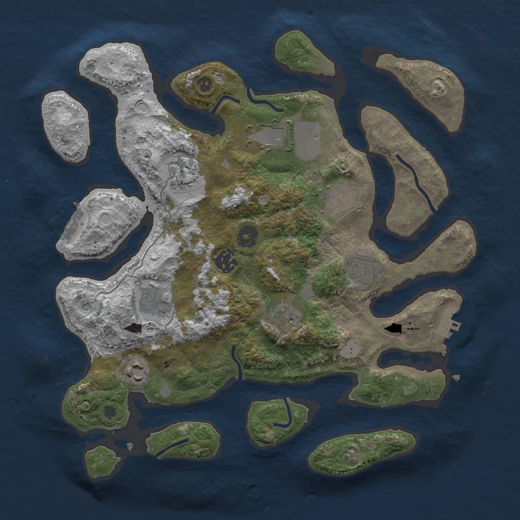 Rust Map: Procedural Map, Size: 3550, Seed: 482910, 16 Monuments