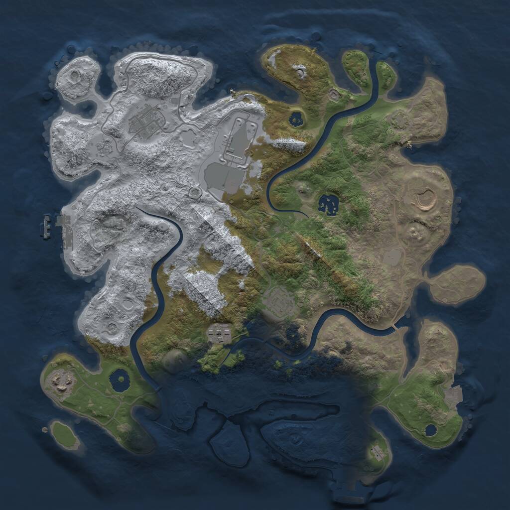 Rust Map: Procedural Map, Size: 3550, Seed: 996227, 13 Monuments