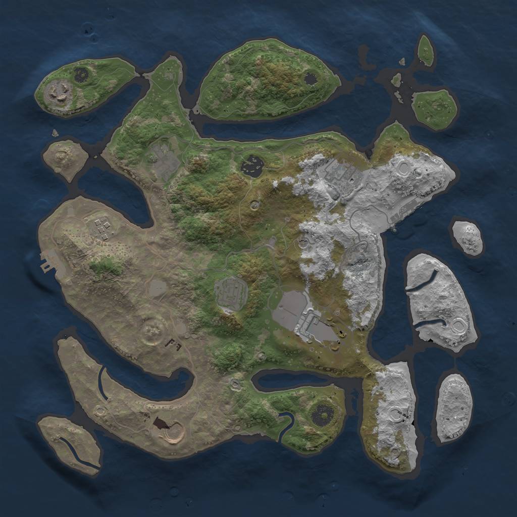 Rust Map: Procedural Map, Size: 3550, Seed: 39776, 16 Monuments