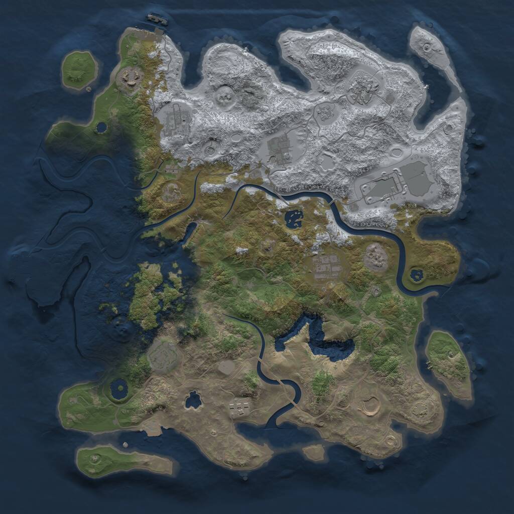 Rust Map: Procedural Map, Size: 4000, Seed: 70394, 16 Monuments