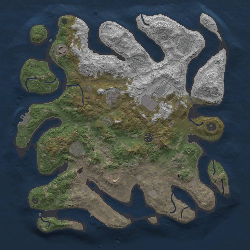Rust Map: Procedural Map, Size: 4000, Seed: 70394, 17 Monuments