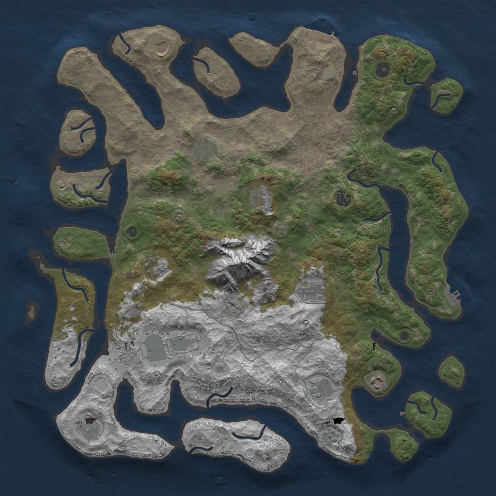 Rust Map: Procedural Map, Size: 5000, Seed: 30000, 19 Monuments