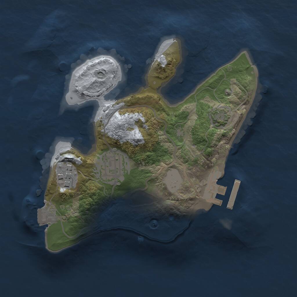 Rust Map: Procedural Map, Size: 2000, Seed: 2394856, 5 Monuments