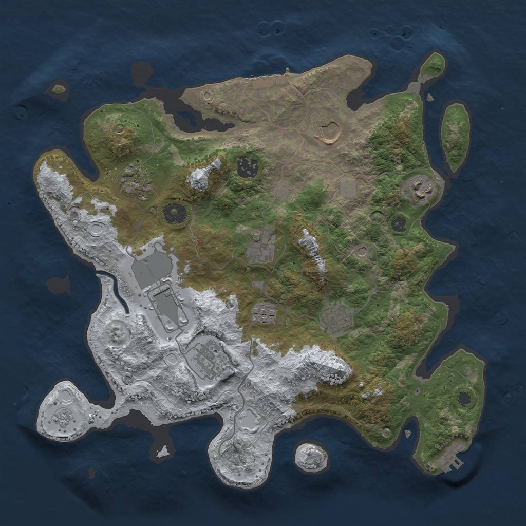 Rust Map: Procedural Map, Size: 3500, Seed: 13371337, 18 Monuments