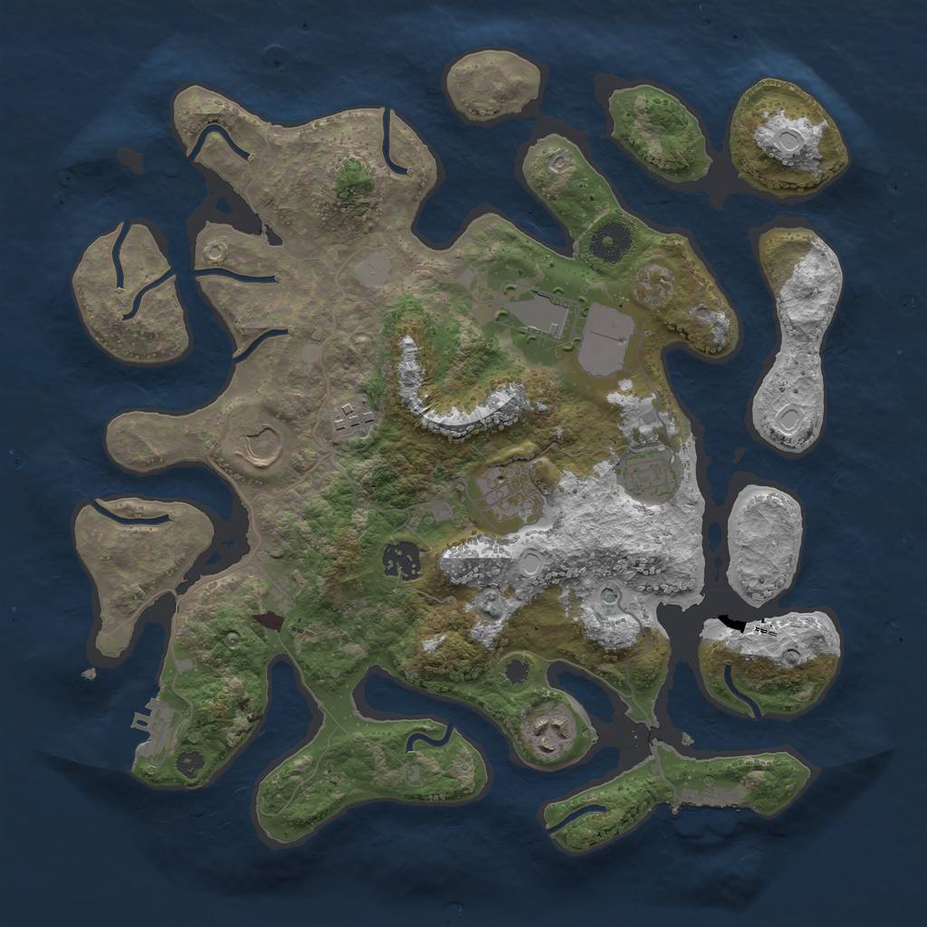 Rust Map: Procedural Map, Size: 3500, Seed: 268409027, 15 Monuments