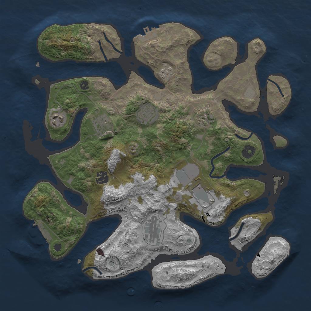 Rust Map: Procedural Map, Size: 3500, Seed: 1489761254, 16 Monuments