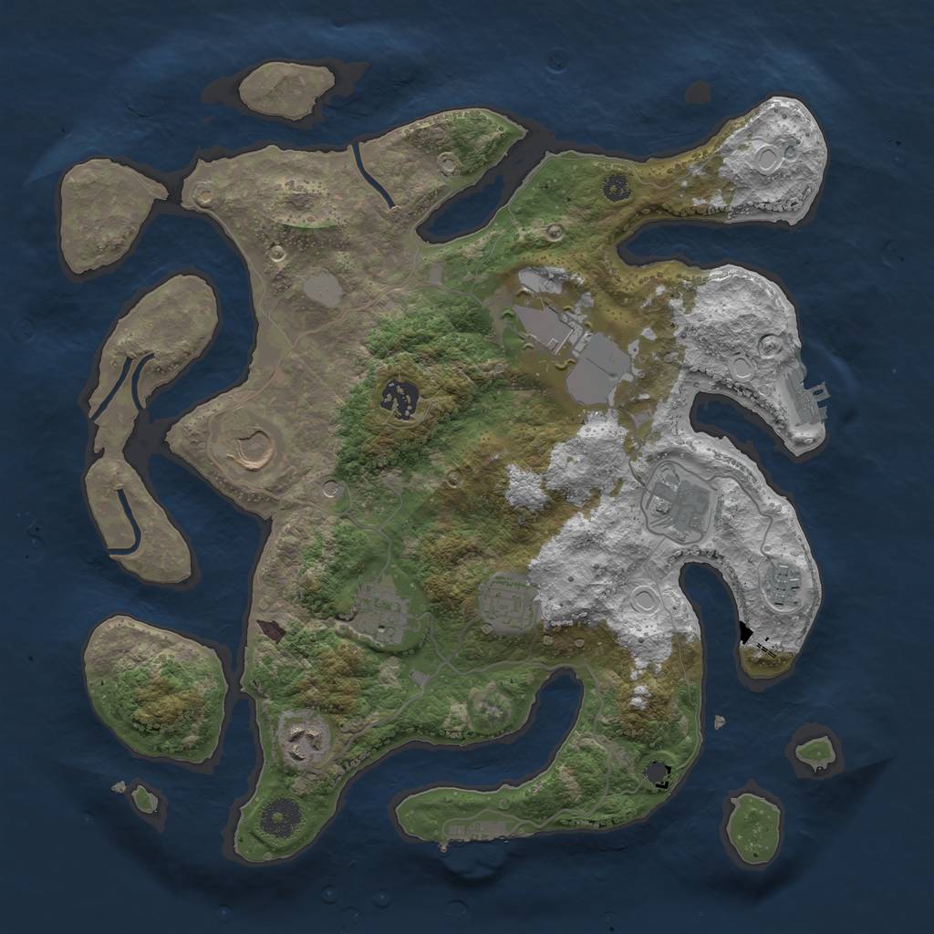 Rust Map: Procedural Map, Size: 3550, Seed: 507794, 16 Monuments