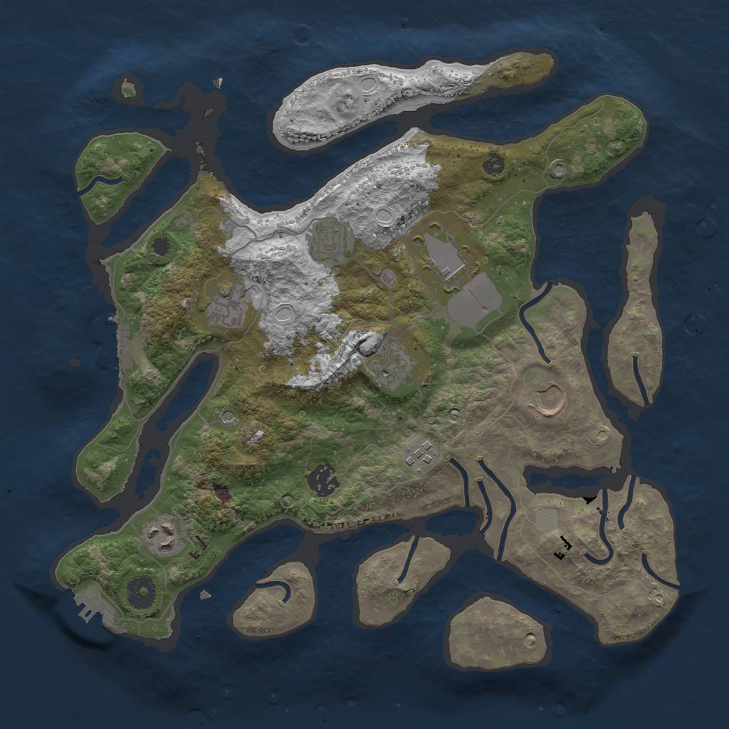 Rust Map: Procedural Map, Size: 3500, Seed: 202999, 16 Monuments