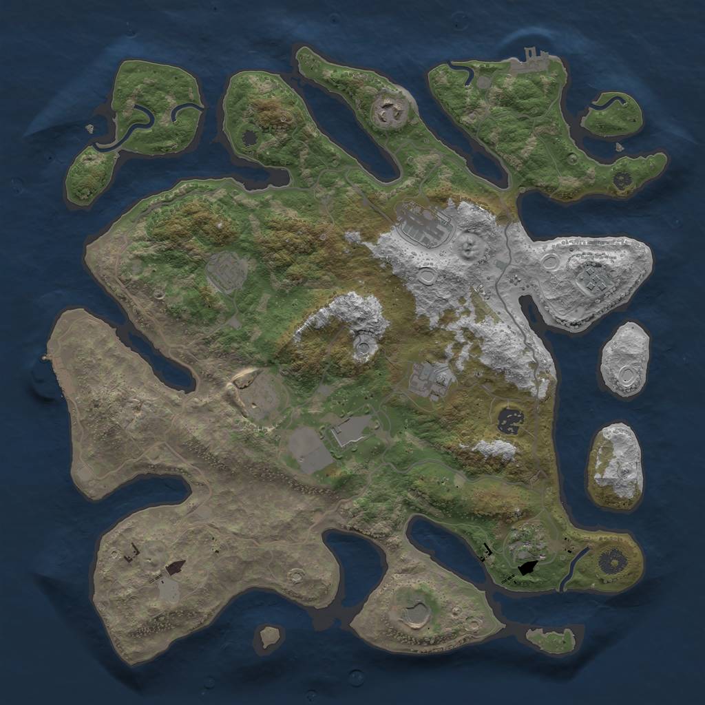 Rust Map: Procedural Map, Size: 4000, Seed: 738356, 18 Monuments
