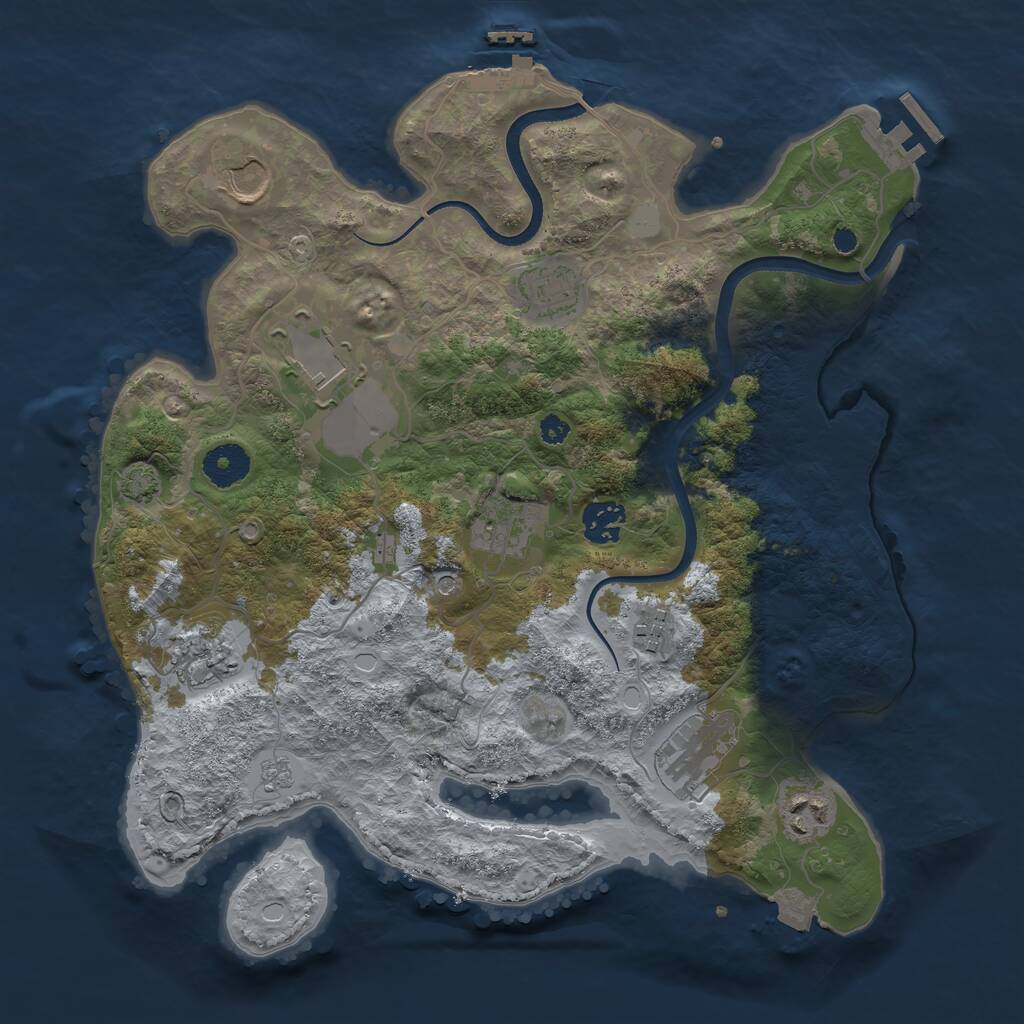 Rust Map: Procedural Map, Size: 3500, Seed: 1940061702, 15 Monuments