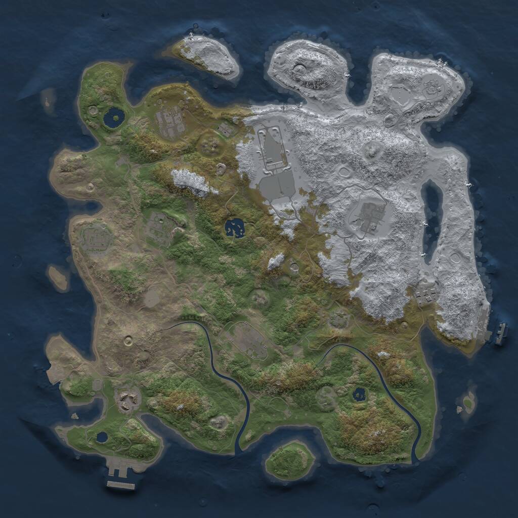 Rust Map: Procedural Map, Size: 3800, Seed: 42069, 15 Monuments
