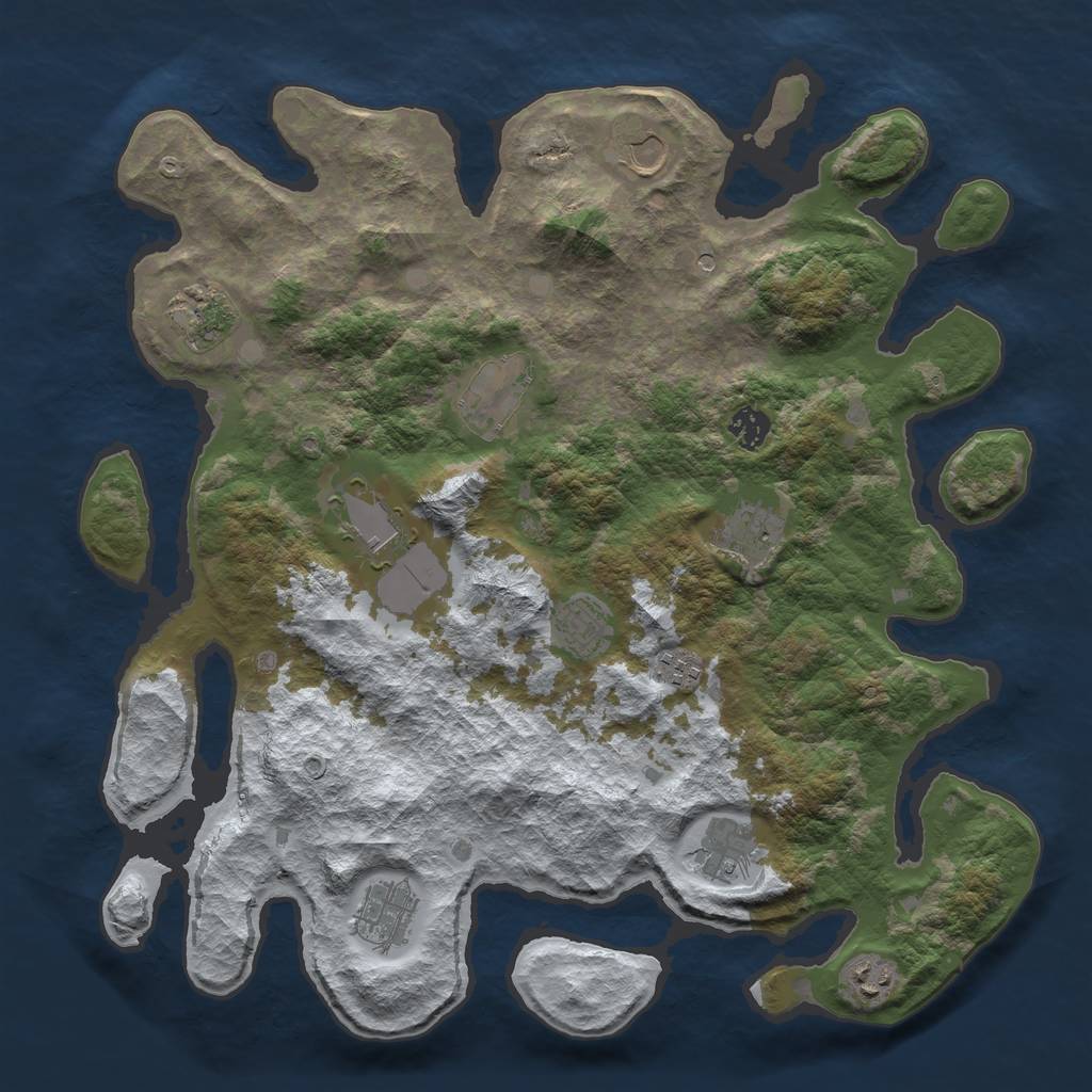 Rust Map: Barren, Size: 4000, Seed: 512311235, 14 Monuments