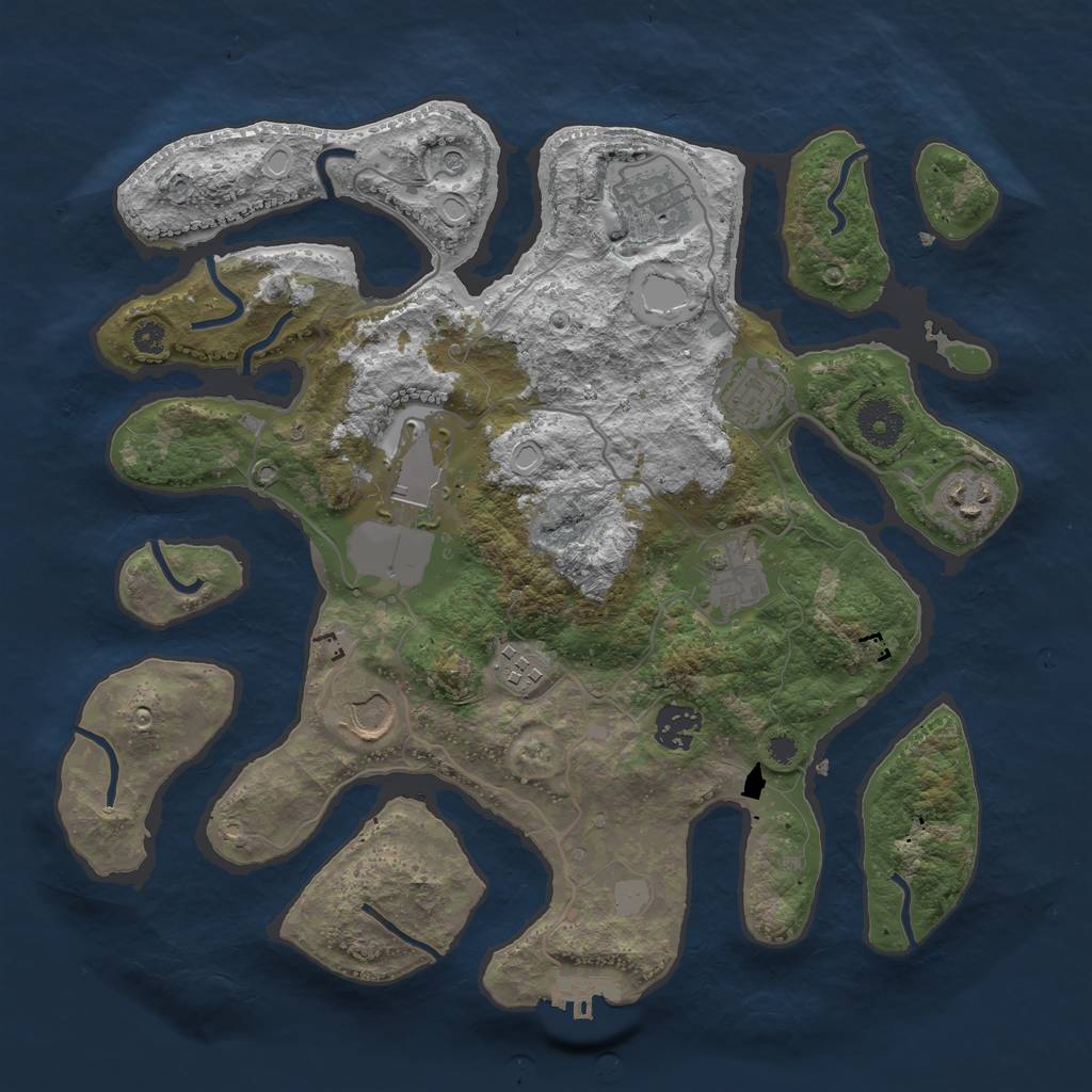 Rust Map: Procedural Map, Size: 3500, Seed: 2064876379, 15 Monuments